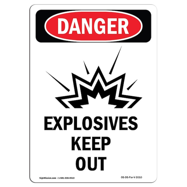 Safety Sign, OSHA Danger, 5" Height, Portrait, D-35-V-2010-10PK